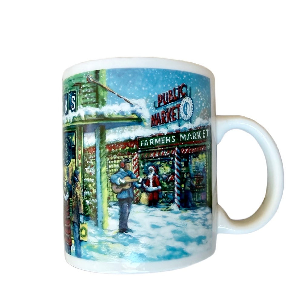 Starbucks Mug -Winter scene of Pike Place Public ceramic coffee, tea